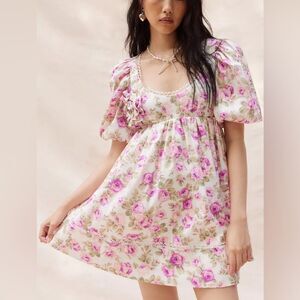 NWT For Love & Lemons Milani Floral Babydoll Mini Dress womens size 1x‎
